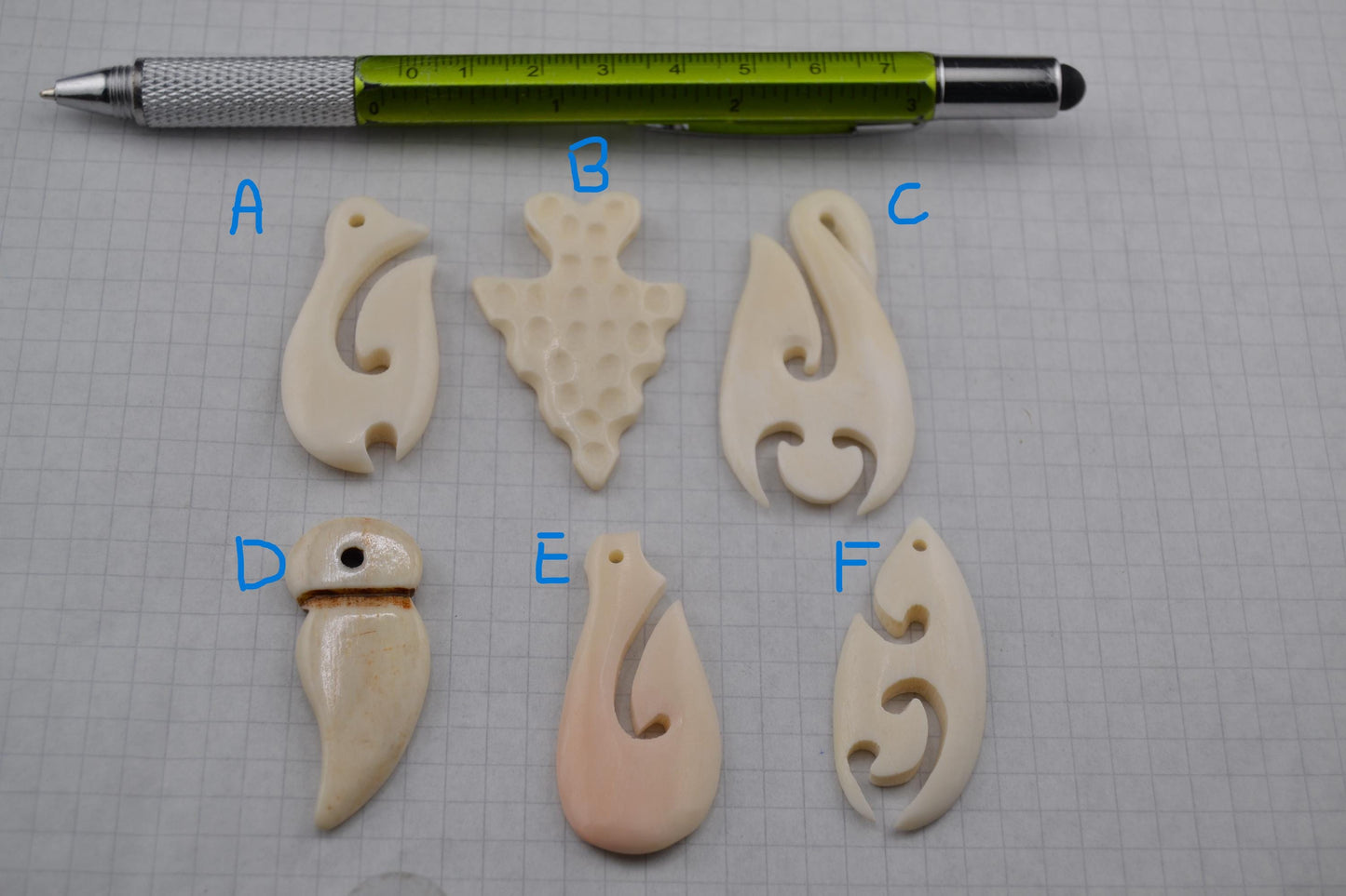 Tribal Fishhooks, hand carved