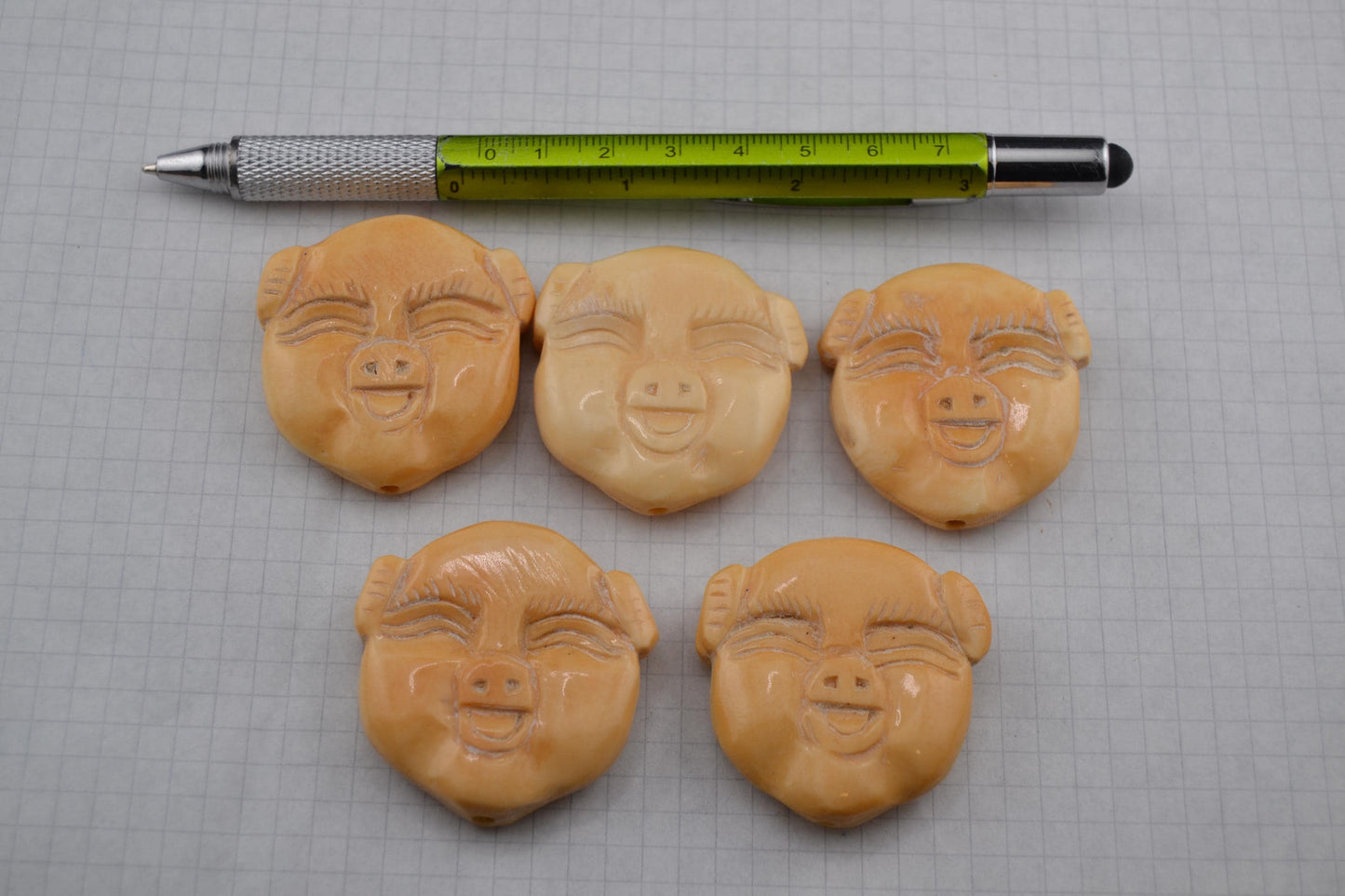 Bone goddess, deity and luck carved bone pendants