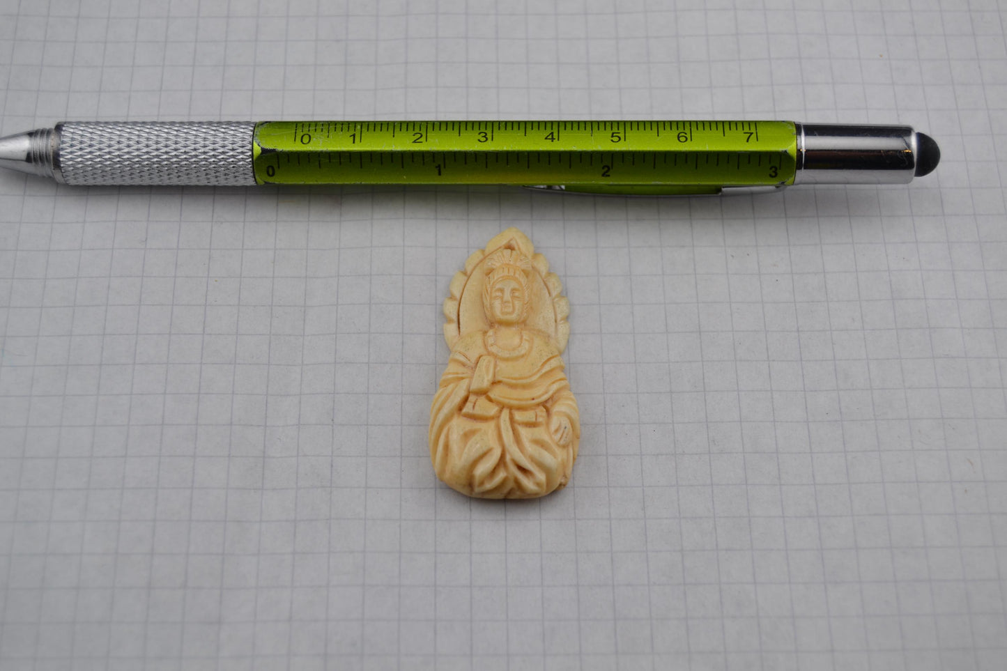 Bone goddess, deity and luck carved bone pendants
