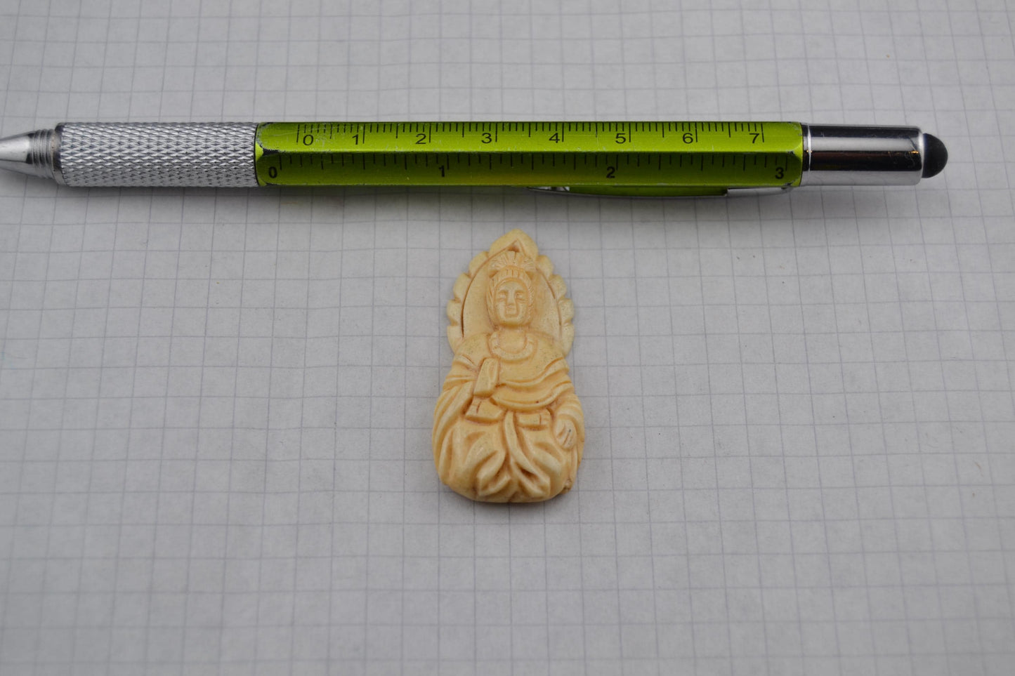 Bone goddess, deity and luck carved bone pendants