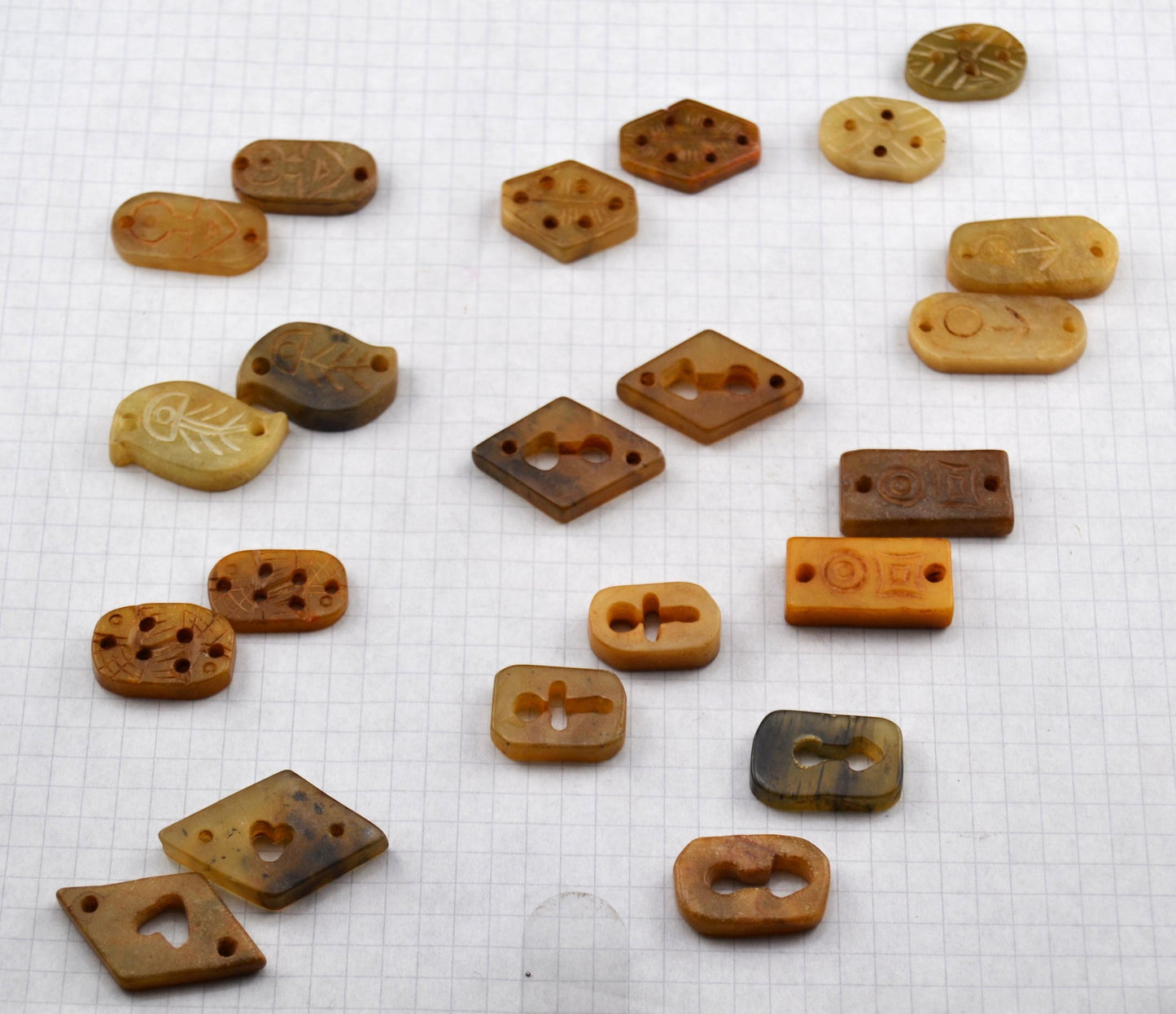 Asian symbols on carved jade links